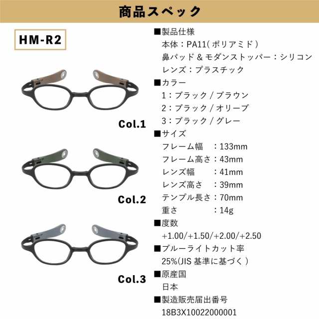 老眼鏡 リーディンググラス アウトドア メンズ レディース スクエア 耳