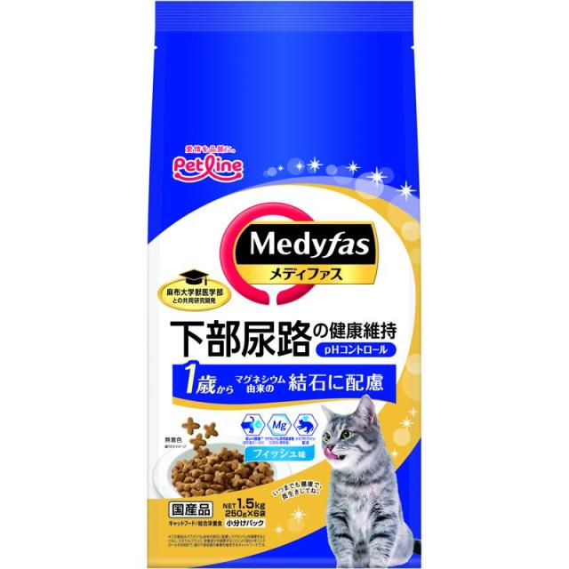 【ケース販売】 メディファス 1歳から フィッシュ 1.5kg (×6セット) ペットライン