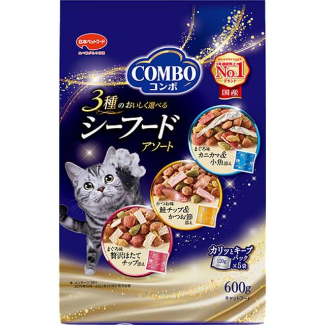 【ケース販売】 日本ペットフード コンボキャットシーフードアソート 600g (×12セット)
