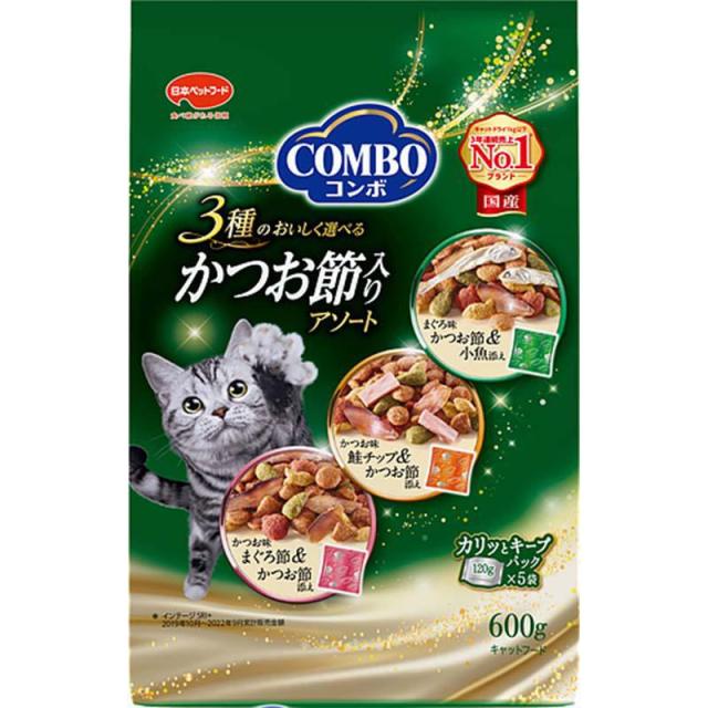 【ケース販売】 日本ペットフード コンボキャットかつお節入りアソート 600g (×12セット)