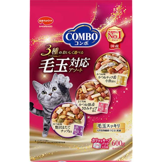 【ケース販売】 日本ペットフード コンボキャット毛玉対応アソート 600g (×12セット)