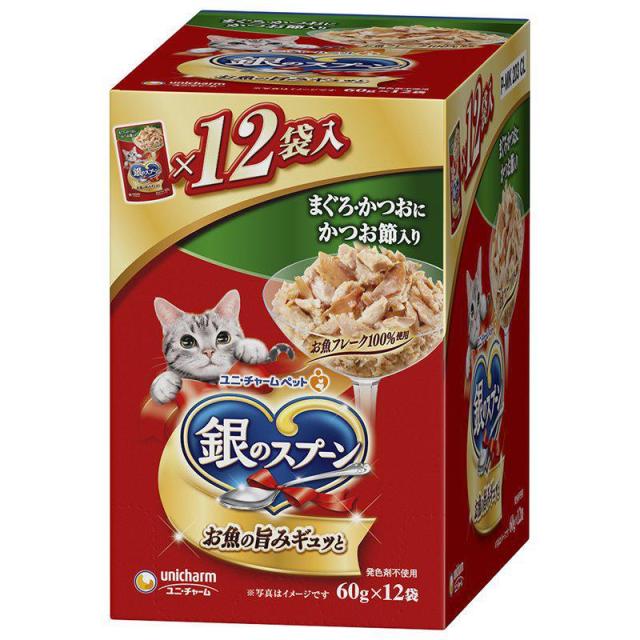 【ケース販売】 ユニチャーム 銀のスプーンパウチまぐろ・かつおにかつお節入り (×10セット)