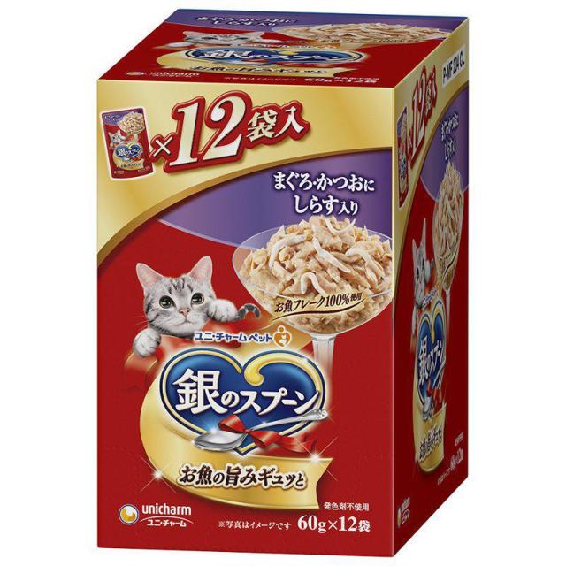 【ケース販売】 ユニチャーム 銀のスプーンパウチまぐろ・かつおにしらす入り (×10セット) の通販は