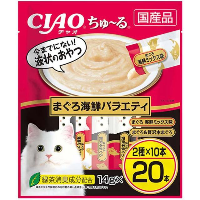 【ケース販売】 いなば CIAOちゅーるまぐろ海鮮V 猫 スナック 全ステージ 14g×20本 (×16セット)
