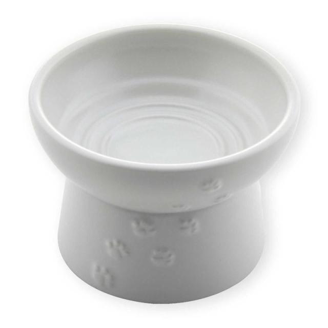【セット販売】 猫用 脚付フードボウル 日本製 ホワイト (×4セット) 猫壱_1