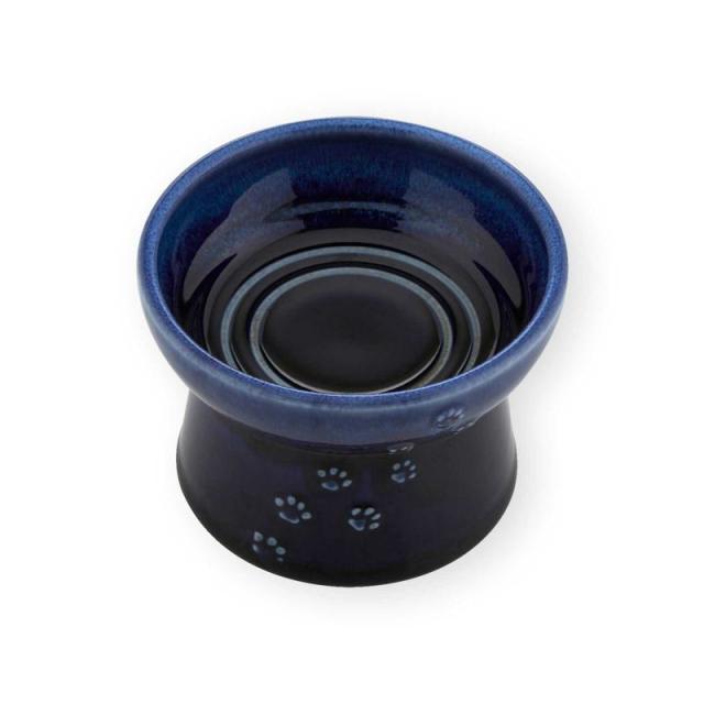 【セット販売】 猫用 脚付フードボウル 日本製 ブルー (×4セット) 猫壱