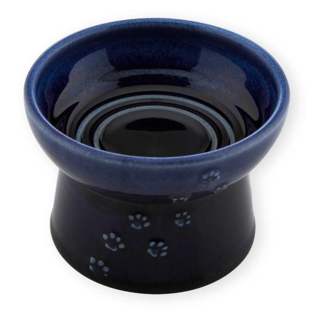 【セット販売】 猫用 脚付フードボウル 日本製 ブルー (×4セット) 猫壱_1