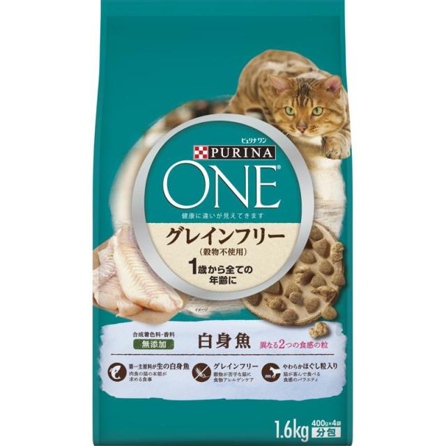 【ケース販売】 ネスレ ピュリナワンキャット 1歳から全ての年齢に グレインフリー 白身魚 1.6kg (×6セット)