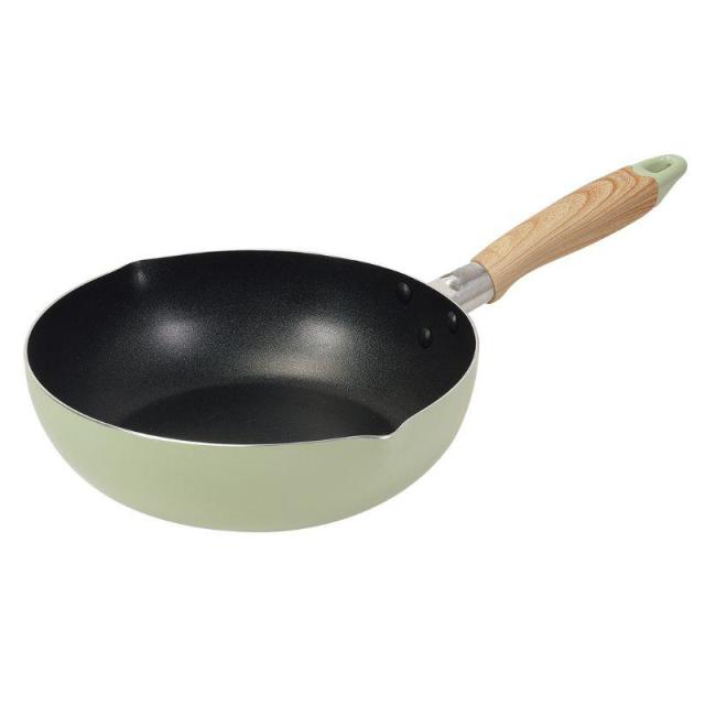 パール金属 ナチュラルクックピュア ふっ素加工IH対応 深型フライパン 24cm グリーン HB-6667