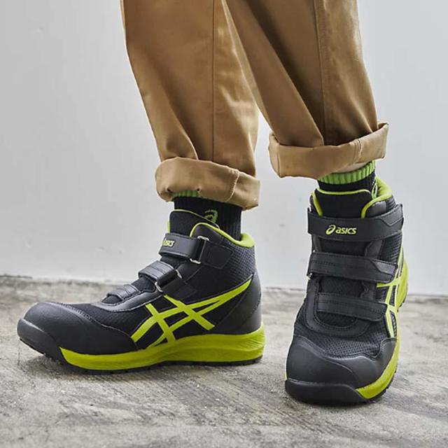 即納在庫品 アシックス ウィンジョブ CP216 ブラックxネオンライム 26.5cm 1273A076.001-26.5 安全靴 セーフティシューズ 先芯