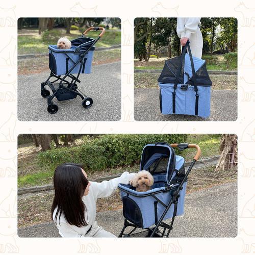 wanyanya 2wayペットカート ブラウン 犬用 ペットキャリー バギー