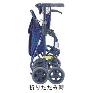 フォルテ / 二筋格子ブルー 島製作所 歩行関連/シルバーカー/コンパクトタイプ (W1134)_1
