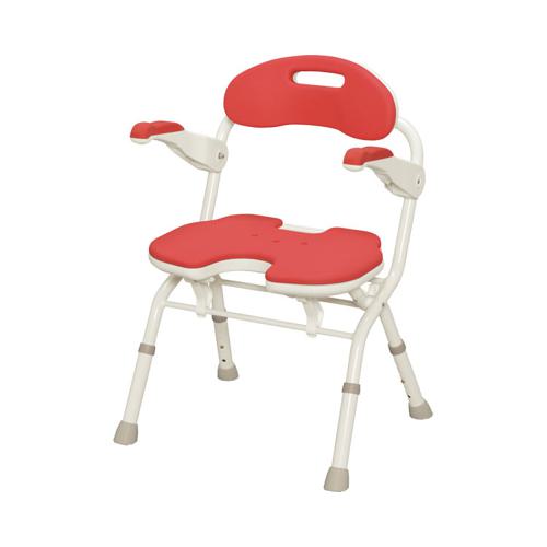 安寿 折りたたみシャワーベンチ FU / 536-053 レッド アロン化成 入浴関連/シャワーチェア/折りたたみ式 (S0797)