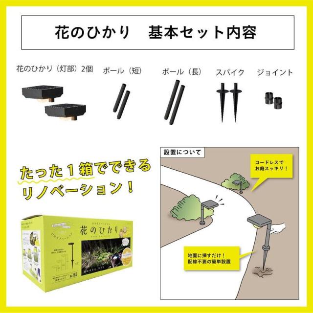 タカショー ひかりノベーション SUNCHARGE 花のひかり 2個セット ブラック LGS-LH02P_1