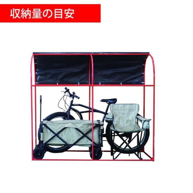 南栄工業 カリプトガレージ S 自転車2台分 間口85×高135cm 外寸幅94×高157.5×奥行180cm サイクルハウス パイプ倉庫 パイプ車庫 物置 自転車 原付 バイク 二輪 キャンプ用品 農機具 収納 保管_2