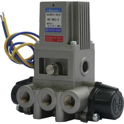 ■日本精器 4方向電磁弁8AAC200V7Mシリーズシングル〔品番:BN7M438E200〕【1045521:0】[店頭受取不可]