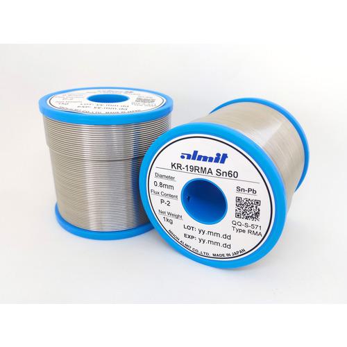 ■アルミット 鉛入りやに入りはんだ KR-19 RMA 1.0mm〔品番:KR19RMASN60P21.0MM〕【1167243:0】[店頭受取不可]