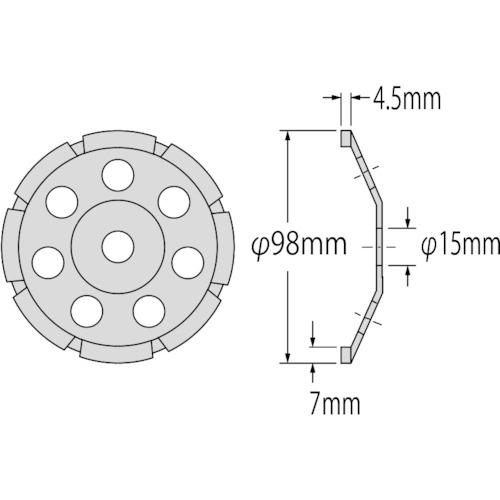 ■エビ ダイヤモンドカップホイール乾式高級品 シングルカップ100mm用〔品番:CS4〕【1239805:0】[店頭受取不可]_1