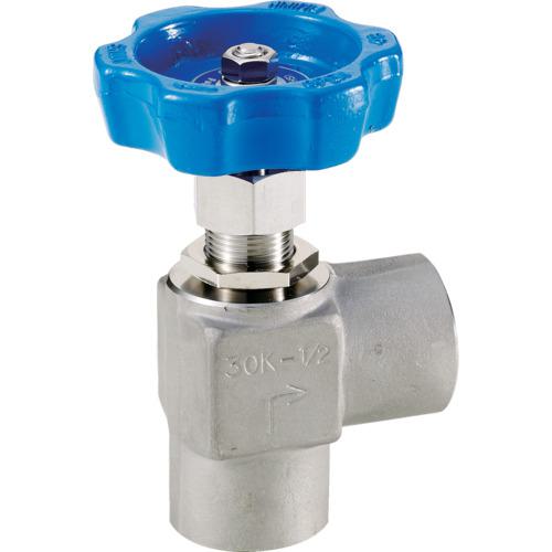 ■Fujikin ステンレス鋼製ニードルストップバルブ(アングル形)〔品番:US33PDR〕【1264412:0】[店頭受取不可]