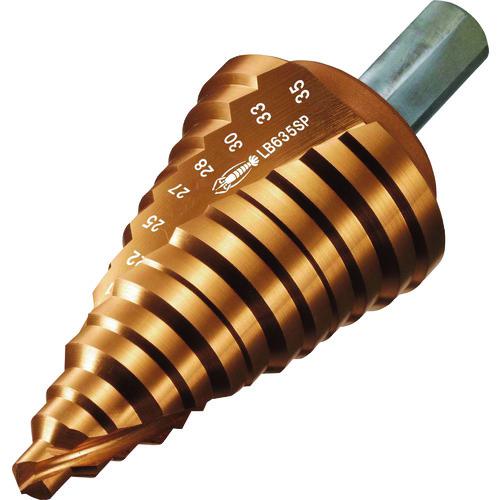 ■エビ スパイラルステージドリル Tinコーティング 13段 ストレート軸(三面取り) 6-35〔品番:LB635SP〕【1292438:0】[店頭受取不可]