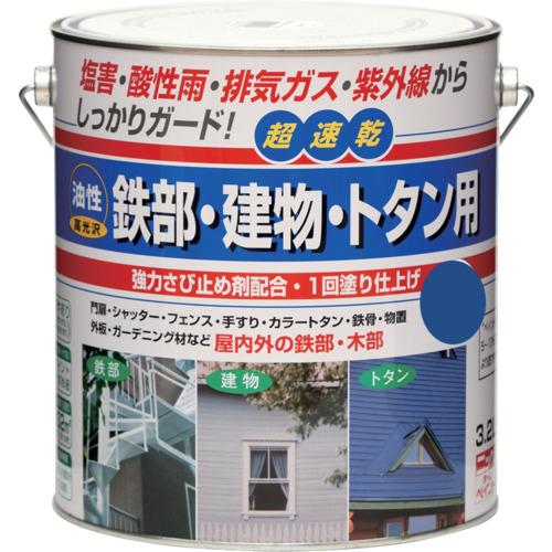 ■ニッぺ 油性鉄部・営造物・トタン用 3.2L アオ HUB111-3.2〔品番:4976124216145〕【1576949:0】[店先受け取り証書不可]