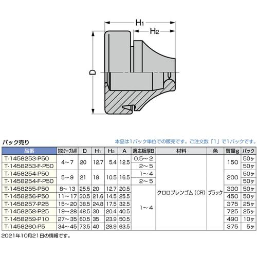 ■SUGATSUNE (210038241)T-1458256-P50 防水・防塵グロメット 耐候タイプ〔品番:T1458256P50〕【1592859:0】[店頭受取不可]_1