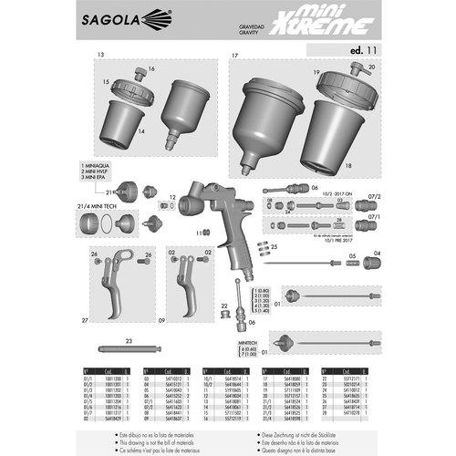 ■SAGOLA 【売切商品】 mini XTREME小型スプレーガン(重力式) HVLP ノズル口径 Φ1.3〔品番:10111804〕【1612811:0】[店頭受取不可]_5