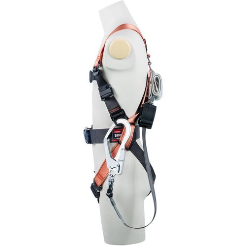 ■TSUYORON コアハーネス 胴ベルト付き シングルランヤード付き Gブレード(黒) ダークグレー Mサイズ[送料別途見積り][掲外取寄][店頭受取不可]