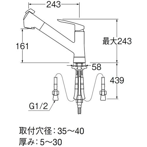 ■SANEI シングル浄水器付ワンホールスプレー混合栓〔品番:K87128ETJK13〕【1678553:0】[店頭受取不可]_1