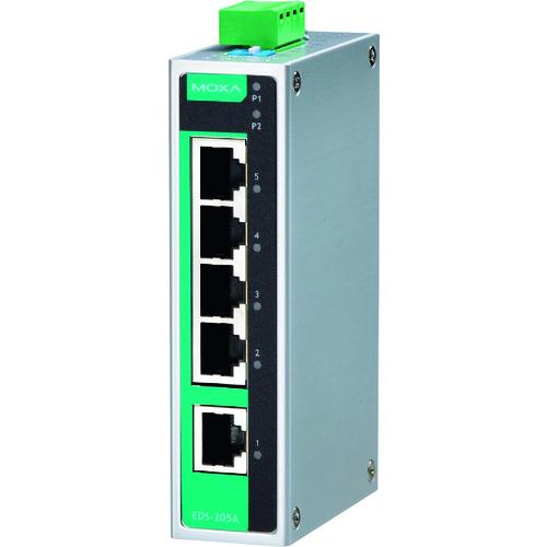 ■MOXA 5ポート(RJ45×5) アンマネージド イーサネットスイッチ ワイド温度モデル〔品番:EDS205AT〕【1685632:0】[店頭受取不可]