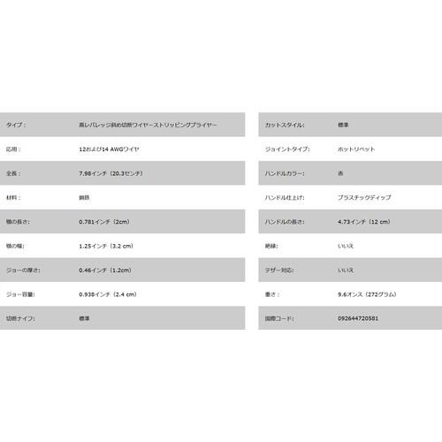 ■【在庫限り】KLEIN ニッパ 200mm 皮むき穴付〔品番:D2438〕【1952095:0】[店頭受取不可]_1