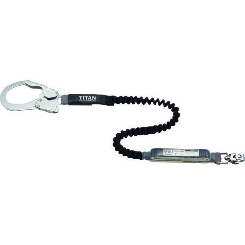 ■タイタン EXJ伸縮ストラップ式 タイプ1ランヤード ブラック シングル (墜落制止用器具)〔品番:HLEB130〕【1952077:0】[店頭受取不可]