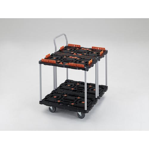 ■TRUSCO 連結式樹脂製2段台車 ビートル 700X450 自在5輪 コボレ止めセット ハンドル付〔品番:BT724KJ5E100〕【2063473:0】[直送DS][店頭受取不可]_3