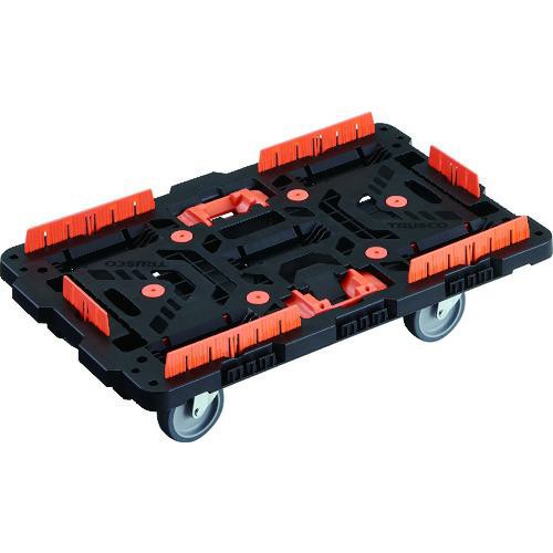■TRUSCO 連結式樹脂製平台車 ビートル 700X450 自在5輪 コボレ止めセット とめたろう付〔品番:BT700KJ5E100T〕【2063335:0】[直送DS][店頭受取不可]