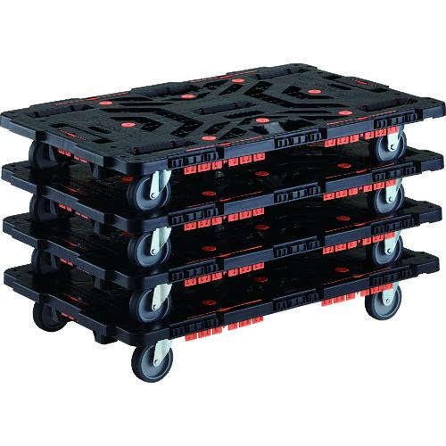 ■TRUSCO まとめ買い 連結式樹脂製平台車 ビートル 900X600 自在3輪 コボレ止めセット付 4台セット〔品番:BT900KJ3E100M4〕【2063375:0】[直送DS][店頭受取不可]