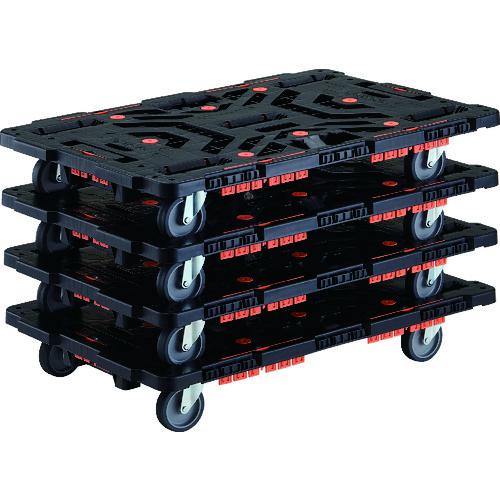 ■TRUSCO 連結式樹脂製平台車 ビートル 900X600 自在5輪 コボレ止めセット付 まとめ買い4台〔品番:BT900KJ5E100M4〕【2063378:0】[直送DS][店頭受取不可]