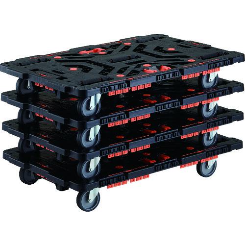 ■TRUSCO 連結式樹脂製平台車 ビートル 900X600 自在5輪 コボレ止めセット とめたろう付 まとめ買い4台〔品番:BT900KJ5E100TM4〕【2063382:0】[直送DS][店頭受取不可]