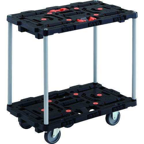 ■TRUSCO 連結式樹脂製2段台車 ビートル 700X450 自在3輪 とめたろう付 ハンドルなし〔品番:BT720J3E100T〕【2063397:0】[直送DS][店頭受取不可]