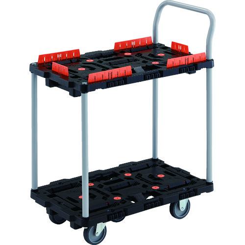 ■TRUSCO 連結式樹脂製2段台車 ビートル 700X450 自在3輪 コボレ止めセット ハンドル付〔品番:BT724KJ3E100〕【2063409:0】[直送DS][店頭受取不可]