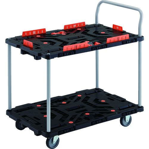 □TRUSCO 連結式樹脂製2段台車 ビートル 900X600 自在3輪 コボレ止め