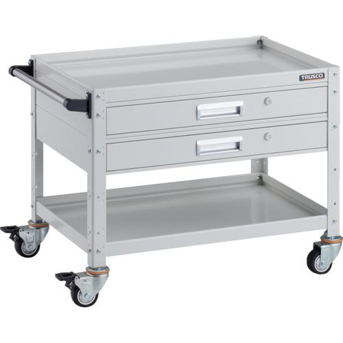 ■TRUSCO ツールワゴン バーディワゴン 750×500 引出2段付 ウレタン車輪 ホワイト〔品番:BDW672V2UW〕【2064192:0】[直送DS][店頭受取不可]
