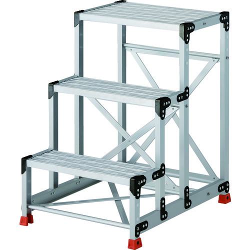 ■TRUSCO 作業用踏台 アルミ製・グレーチング仕様 SUS金具 3段 高さ0.9m 天板600×400〔品番:TSFGR369〕【2074510:0】[直送DS][店頭受取不可]