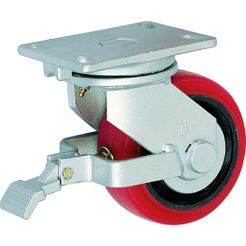 ■TRUSCO 重高荷重用キャスター 自在SP付 100MM 耐湿ウレタン車輪620KGF〔品番:HRHM100620PCITGWB〕【2077219:0】[店頭受取不可]