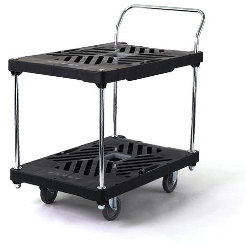 ■ダンディ プラスチック台車 ダンディXシリーズ タイプXA 2段テーブル片ハンドル式 W935×D605〔品番:XABT2〕【2082171:0】[直送DS][店頭受取不可]_1