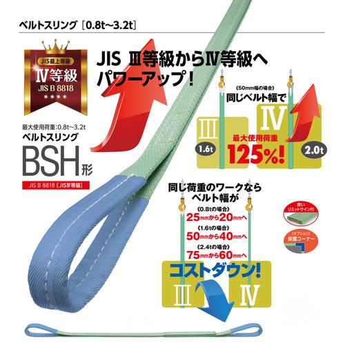 ■KITO 繊維スリング ベルトスリングBSH形 使用荷重2.0t スリング幅50mm スリング長さ8m JIS規格【選べる長さ】BSH020〔品番:BSH0208〕【2160450:0】[店頭受取不可]_2