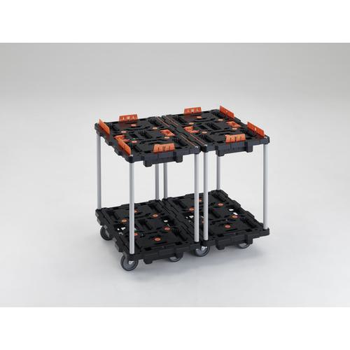 ■TRUSCO 連結式樹脂製2段台車 ビートル 700X450 自在5輪 コボレ止めセット とめたろう付 ハンドルなし〔品番:BT720KJ5E100T〕【2178366:0】[直送DS][店頭受取不可]_4