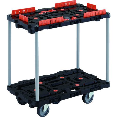 ■TRUSCO 連結式樹脂製2段台車 ビートル 700X450 自在5輪 コボレ止めセット とめたろう付 ハンドルなし〔品番:BT720KJ5E100T〕【2178366:0】[直送DS][店頭受取不可]