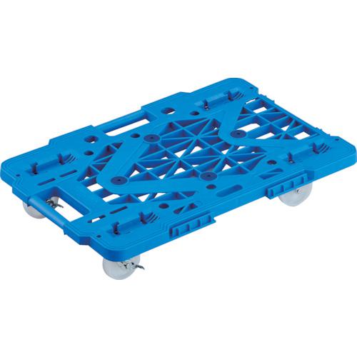 ■TRUSCO 樹脂製平台車 連結式ルートバン メッシュタイプ 615X415 ナイロン車輪 4輪自在 ストッパー付 青〔品番:MPK600NJSB〕【2321979:0】[店頭受取不可]