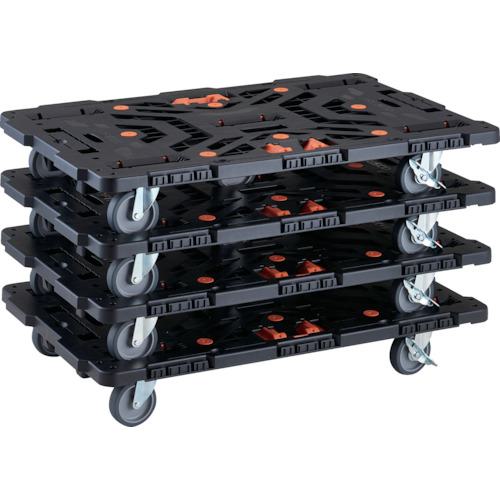 ■TRUSCO まとめ買い 連結式樹脂製平台車 ビートル 900X600 自在5輪 内2輪ストッパー付 とめたろう付 4台セット〔品番:BT900J5S2E100TM4〕【2358971:0】[直送DS][店頭受取不可]