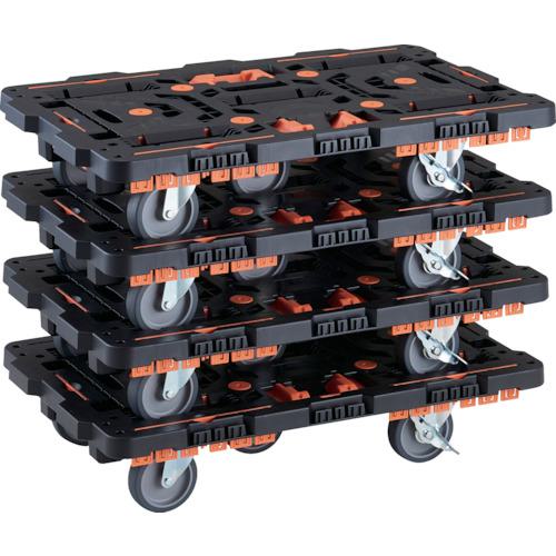 ■TRUSCO まとめ買い 連結式樹脂製平台車 ビートル 700X450 自在5輪 内2輪ストッパー付 コボレ止めセット とめたろう付 4台セット〔品番:BT700KJ5S2E100TM4〕【2358973:0】[直送DS][店頭受取不可]
